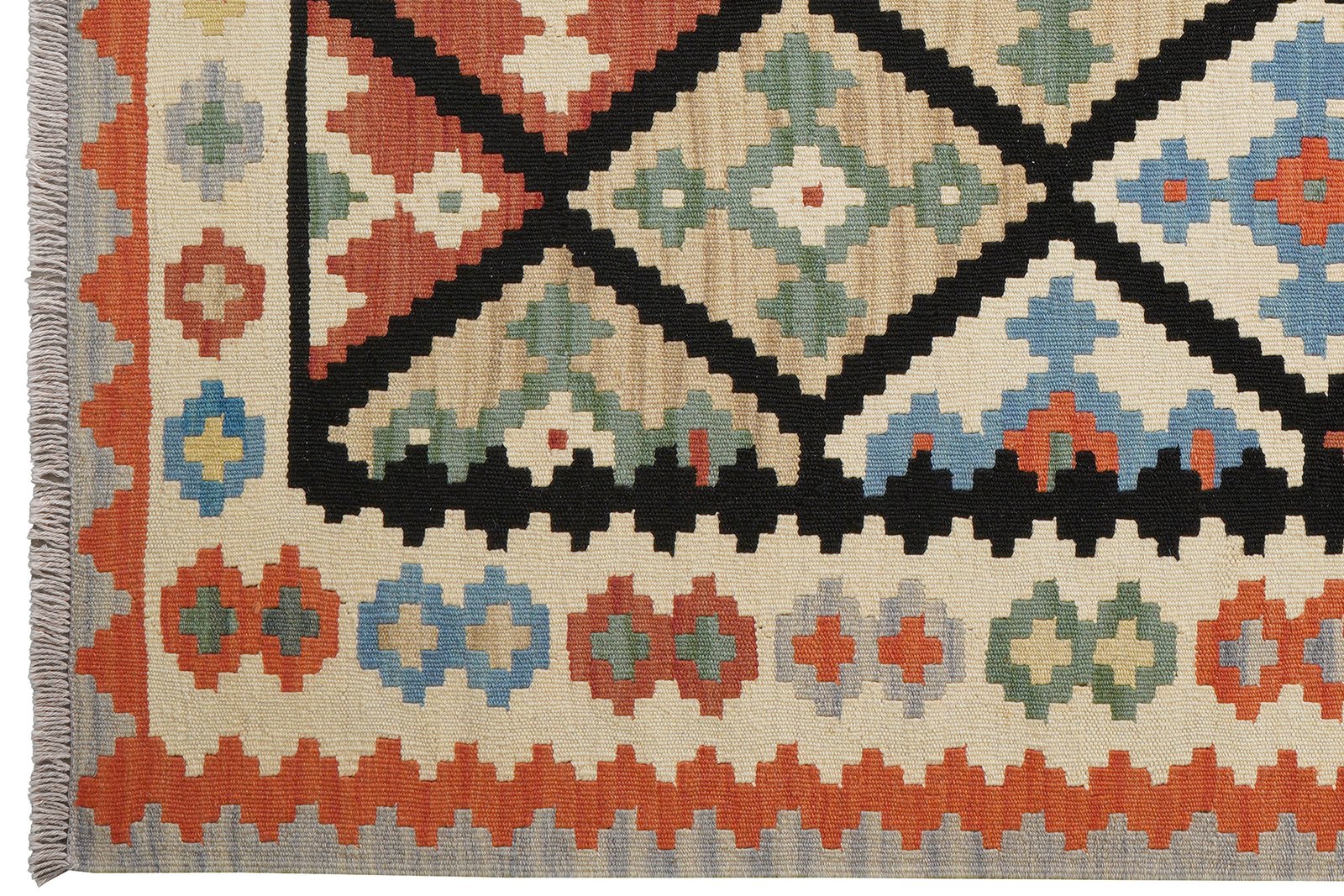 Kelim Gashgai — Handmade, 152x190 cm, Black, 100% Virgin Wool | View 3