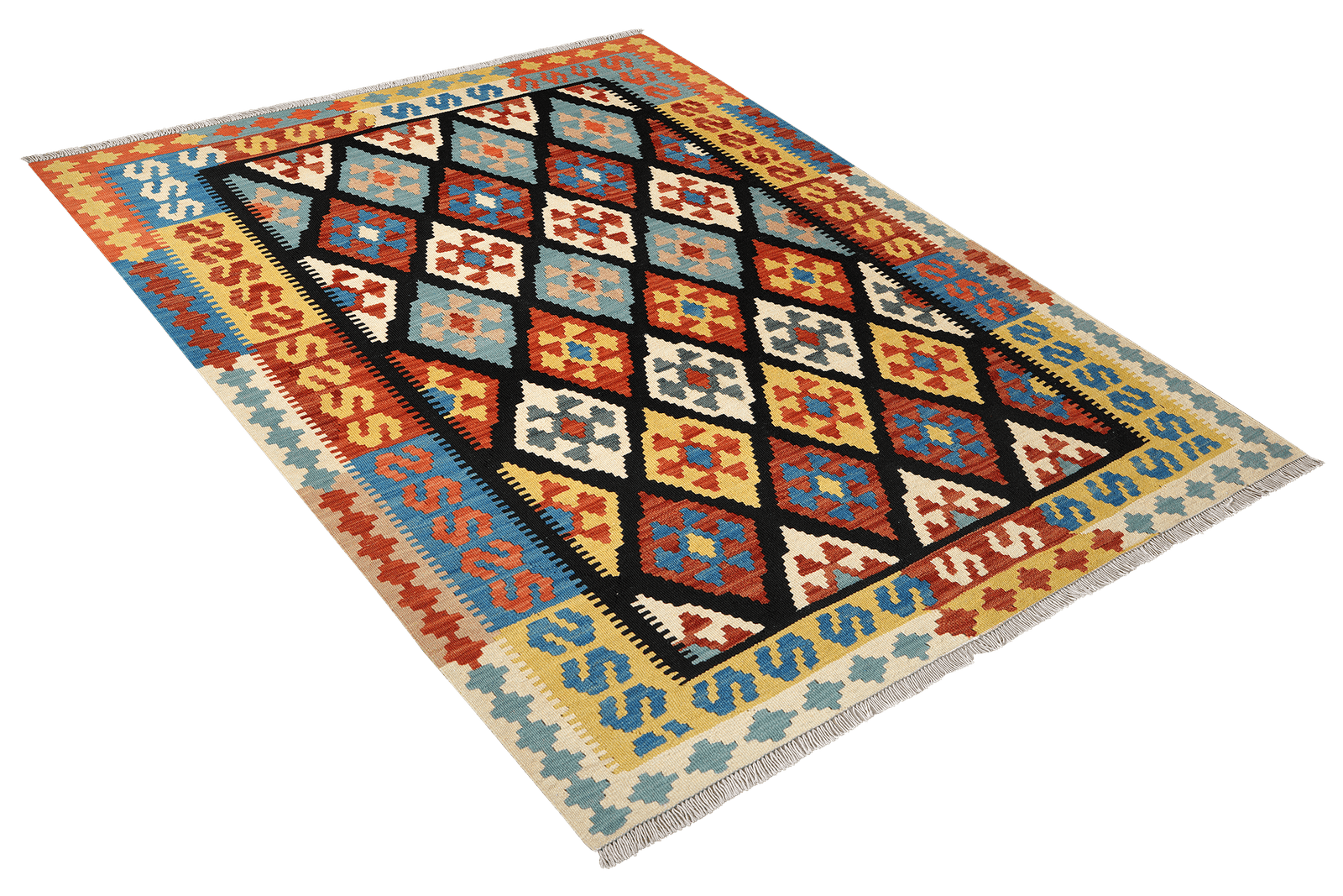 Kelim Gashgai — Handmade, 157x198 cm, Black, 100% Virgin Wool | View 4