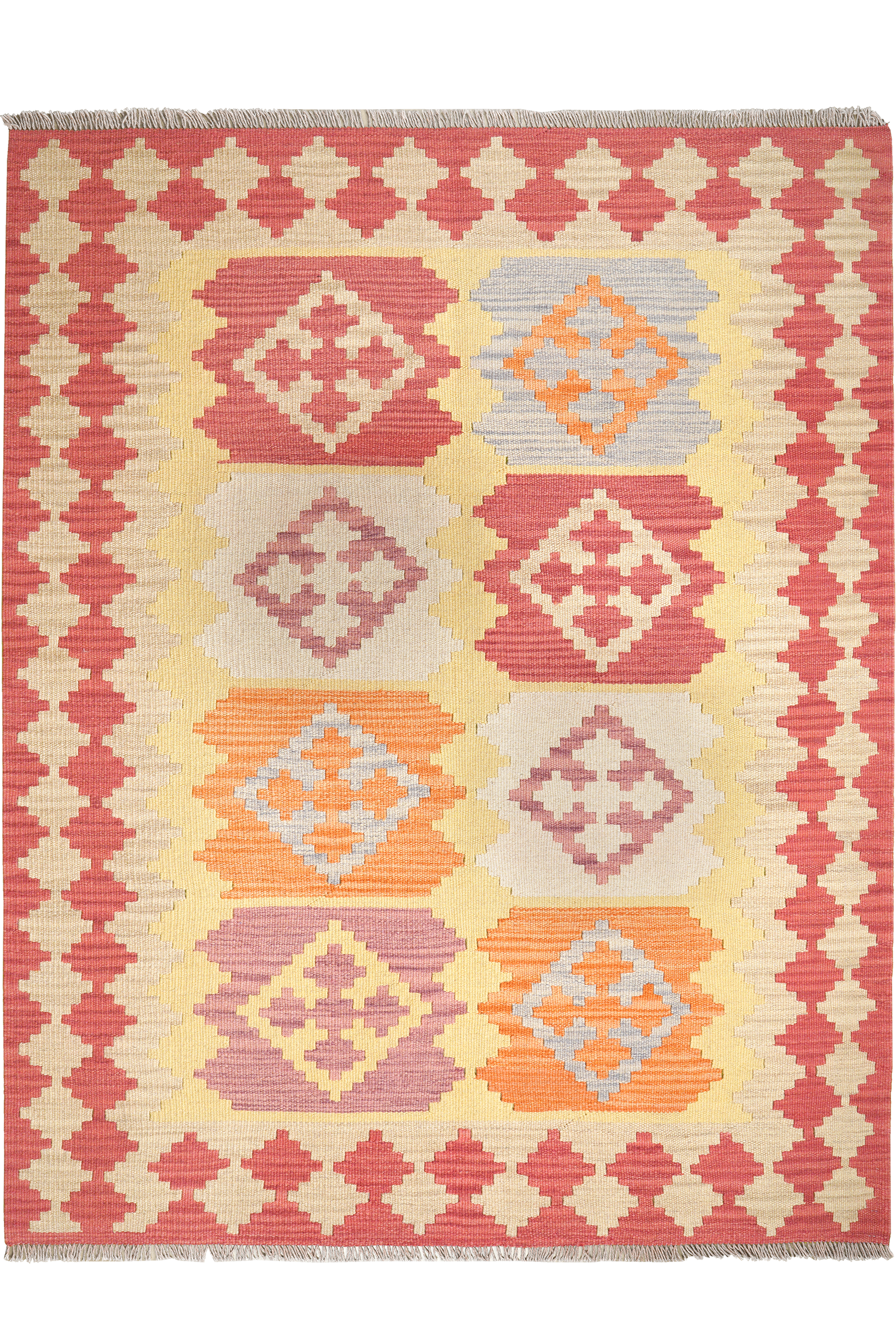 Kelim Gashgai — Handgefertigt, 193x151 cm, Rot, 100% Virgin Wool | Main view