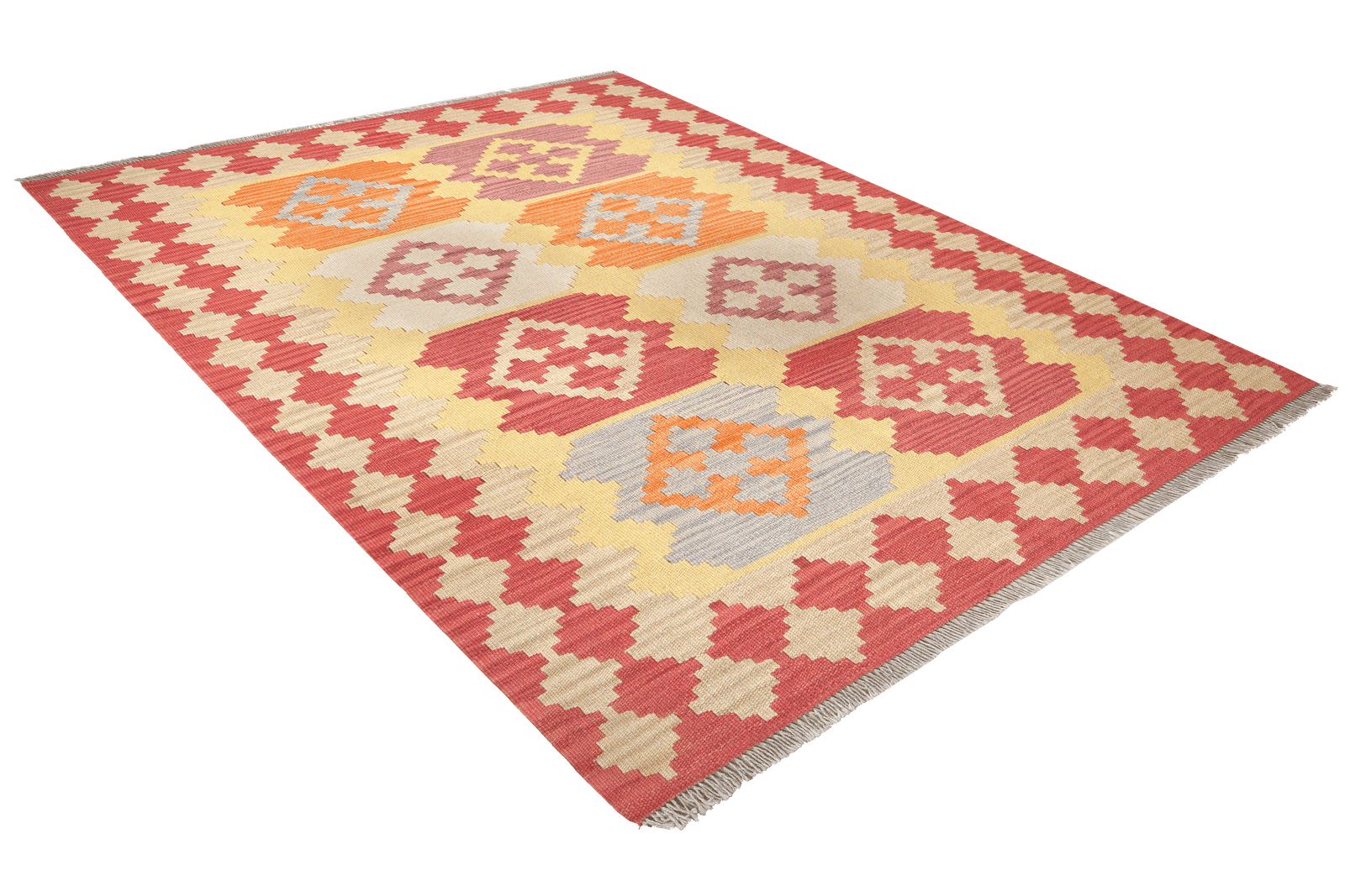 Kelim Gashgai — Handmade, 151x193 cm, Yellow, 100% Virgin Wool | View 4