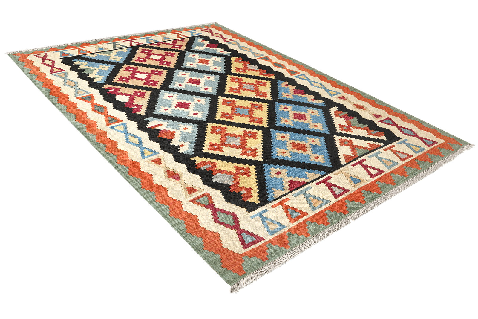 Kelim Gashgai — Handmade, 161x201 cm, Black, 100% Virgin Wool | View 4