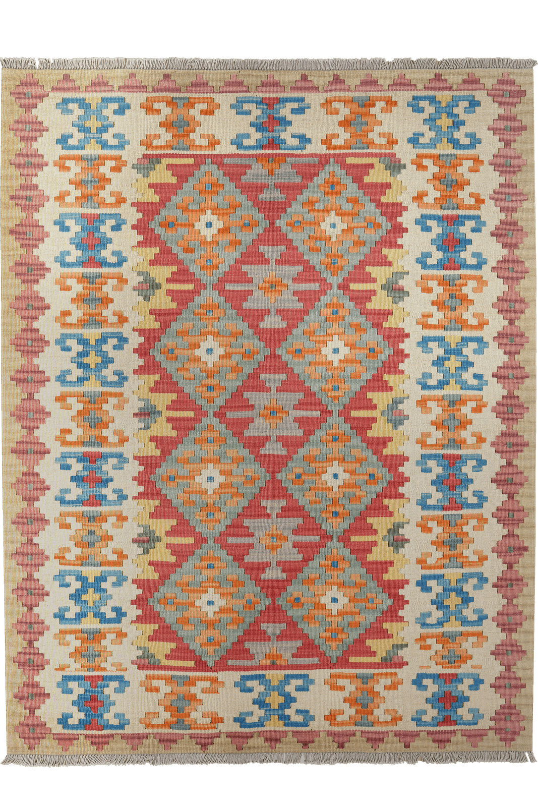 Kelim Gashgai — Handmade, 156x201 cm, Red, 100% Virgin Wool | Main view
