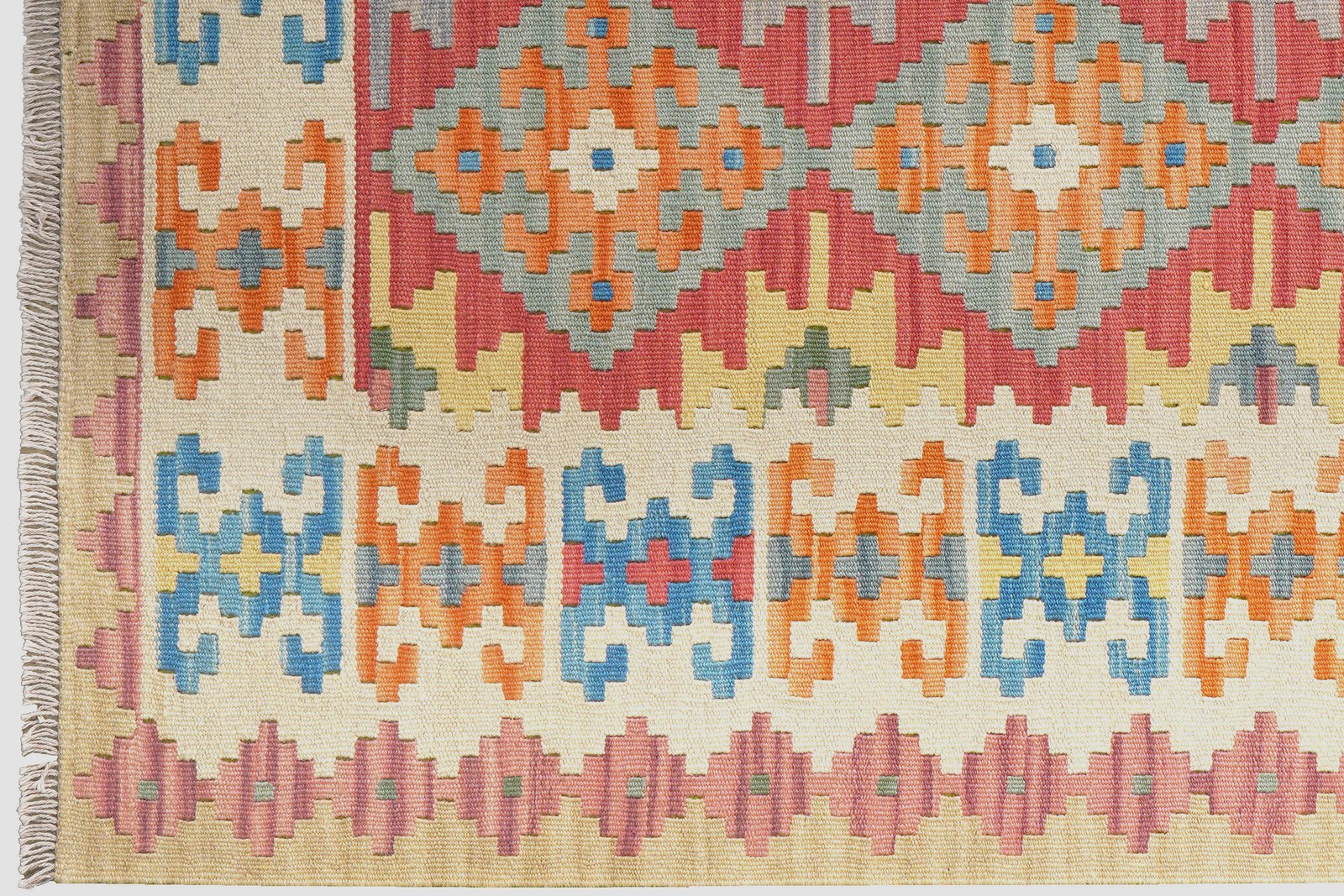 Kelim Gashgai — Handmade, 156x201 cm, Red, 100% Virgin Wool | View 3