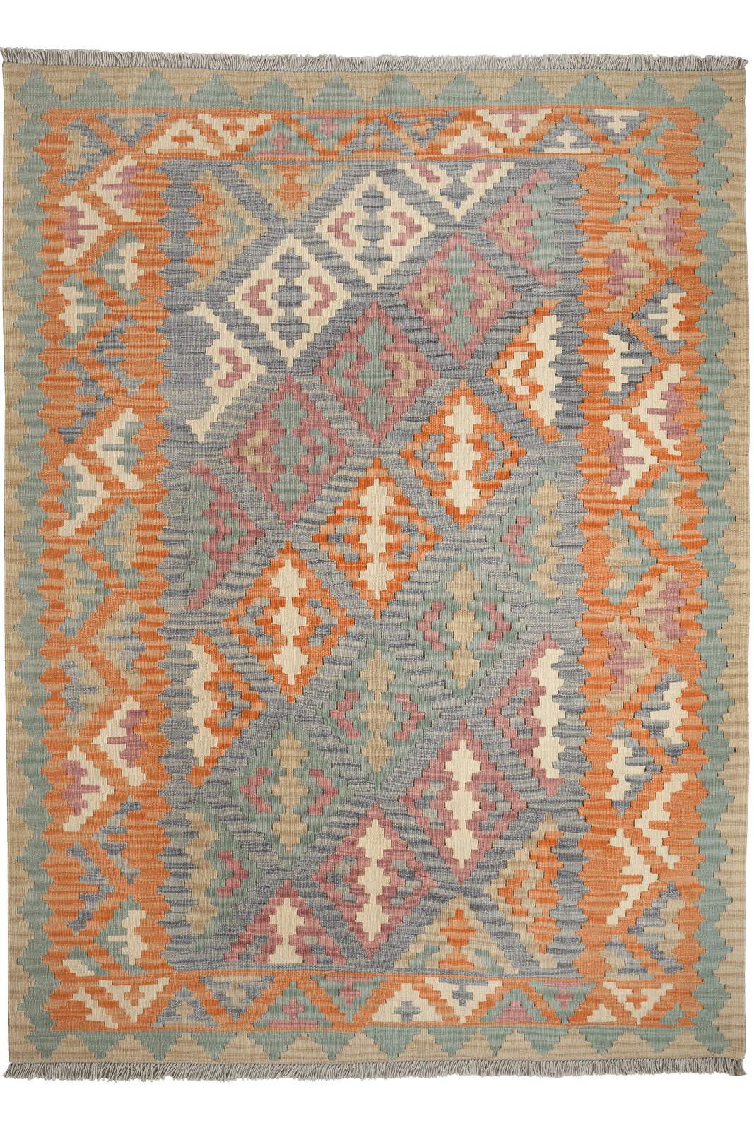 Kelim Gashgai — Handmade, 158x213 cm, Grey, 100% Virgin Wool | Main view