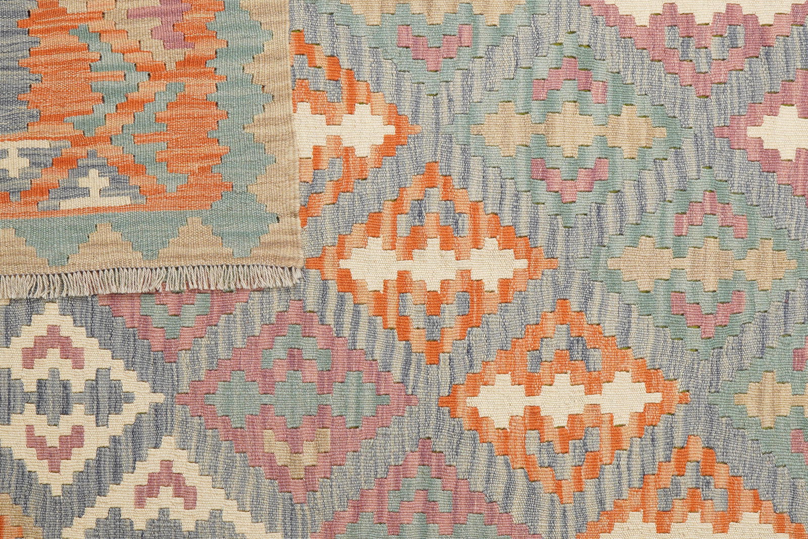 Kelim Gashgai — Handgefertigt, 213x158 cm, Orange, 100% Virgin Wool | View 7