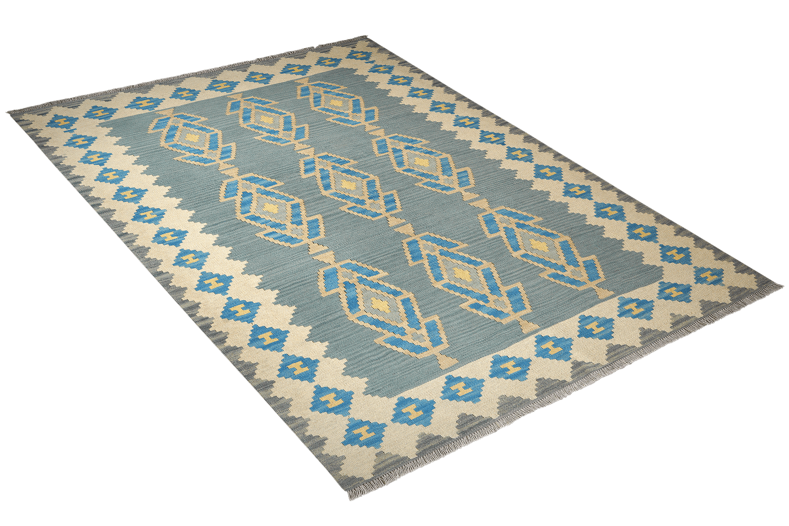 Kelim Gashgai — Handmade, 176x241 cm, Green, 100% Virgin Wool | View 4