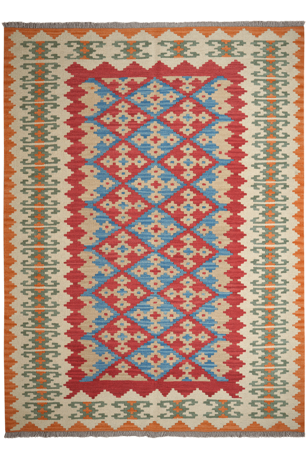 Kelim Gashgai — Handmade, 172x232 cm, Red, 100% Virgin Wool | Main view