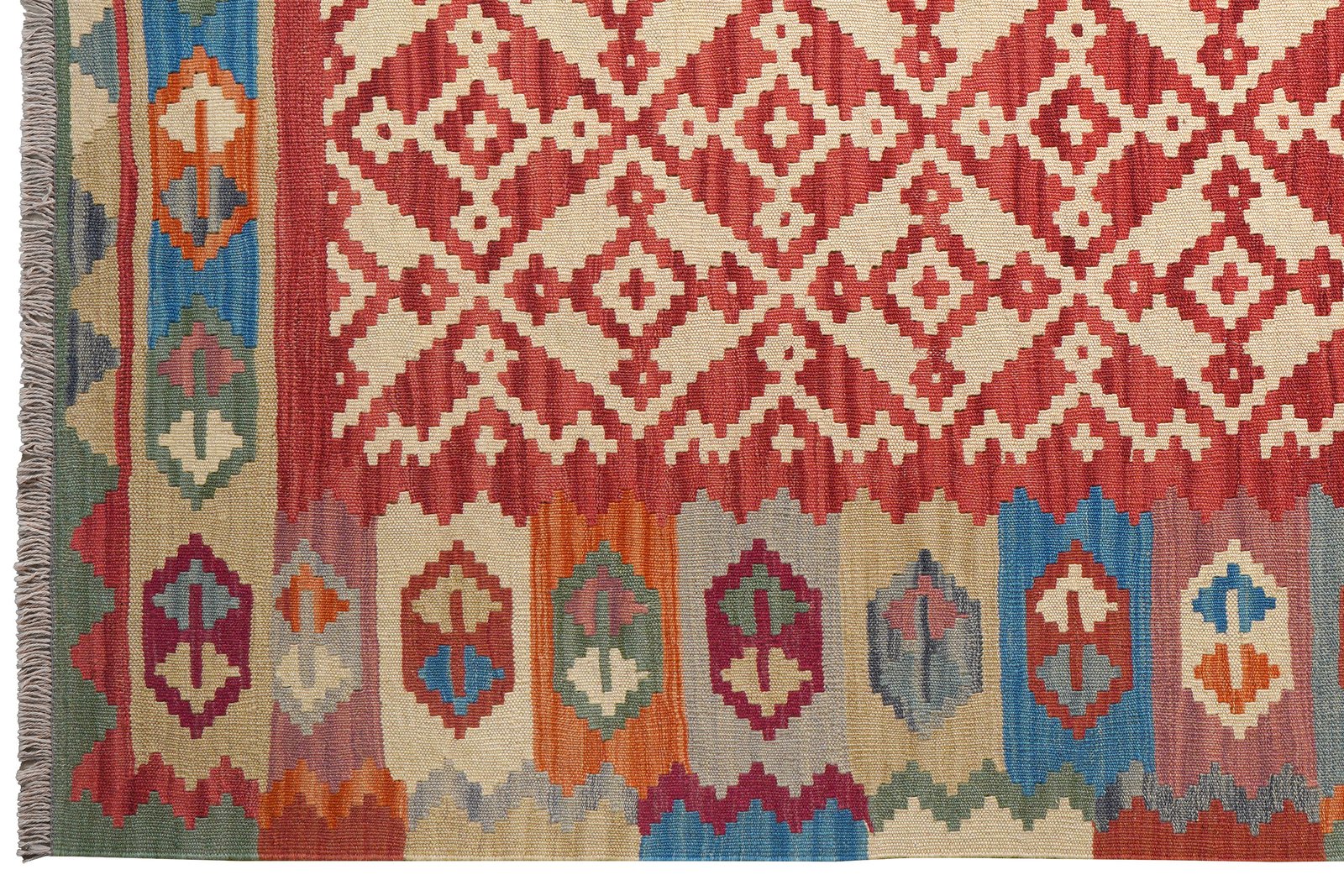 Kelim Gashgai — Handmade, 173x252 cm, Red, 100% Virgin Wool | View 3