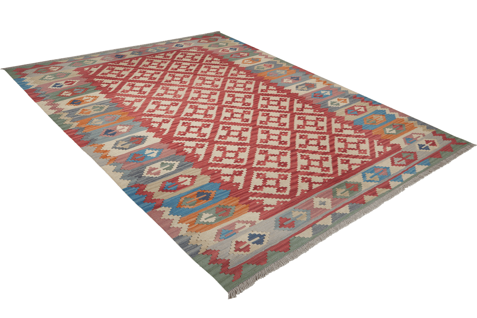 Kelim Gashgai — Handmade, 174x251 cm, Red, 100% Virgin Wool | View 4