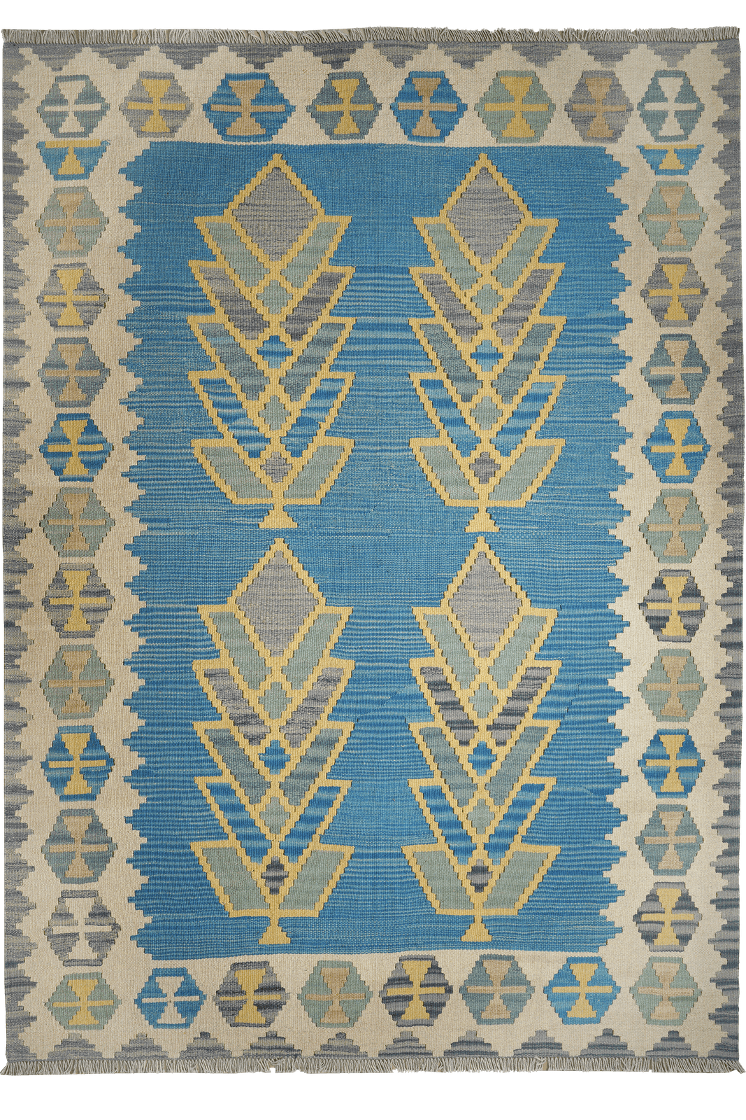 Kelim Gashgai — Handmade, 171x238 cm, Blue, 100% Virgin Wool | Main view