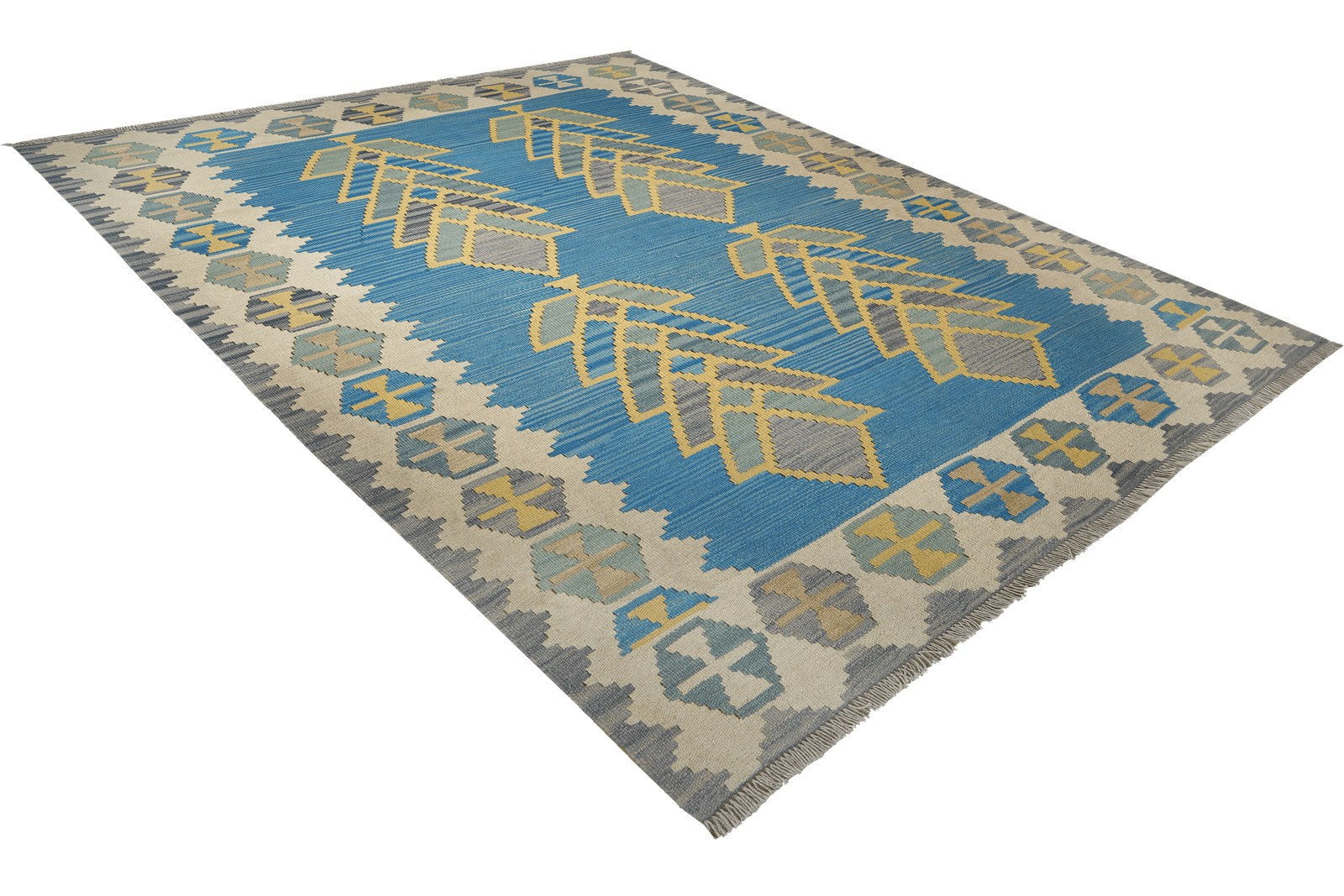 Kelim Gashgai — Handmade, 171x238 cm, Blue, 100% Virgin Wool | View 4