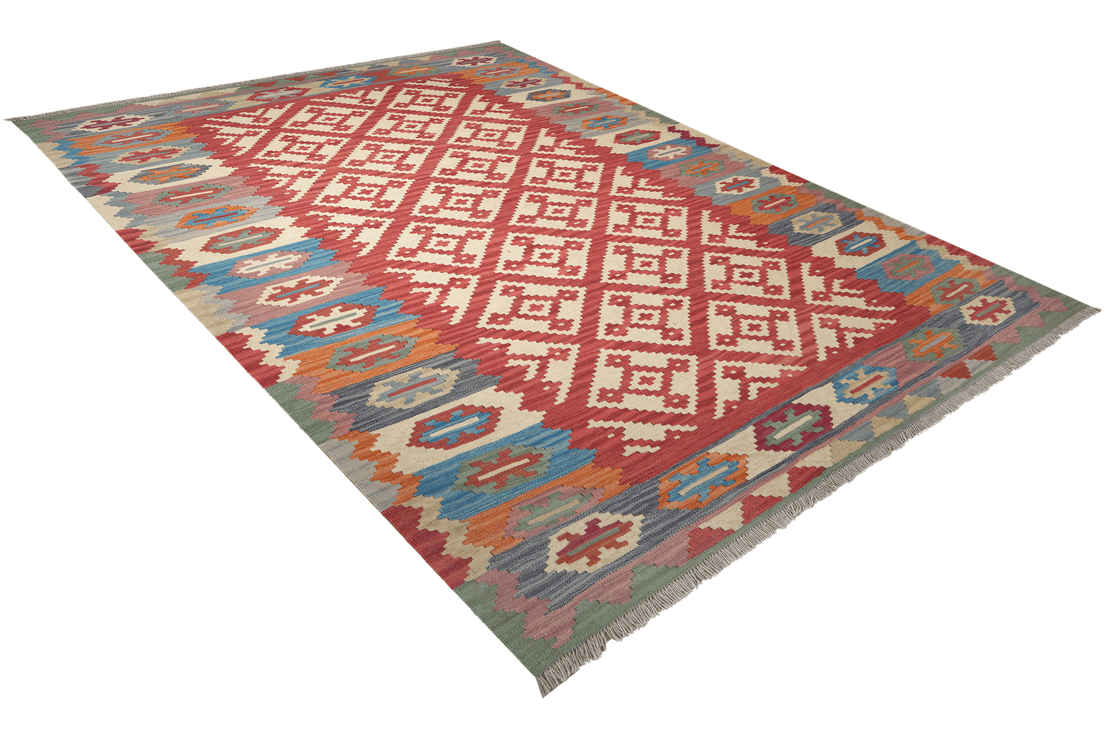 Kelim Gashgai — Handmade, 171x251 cm, Red, 100% Virgin Wool | View 4