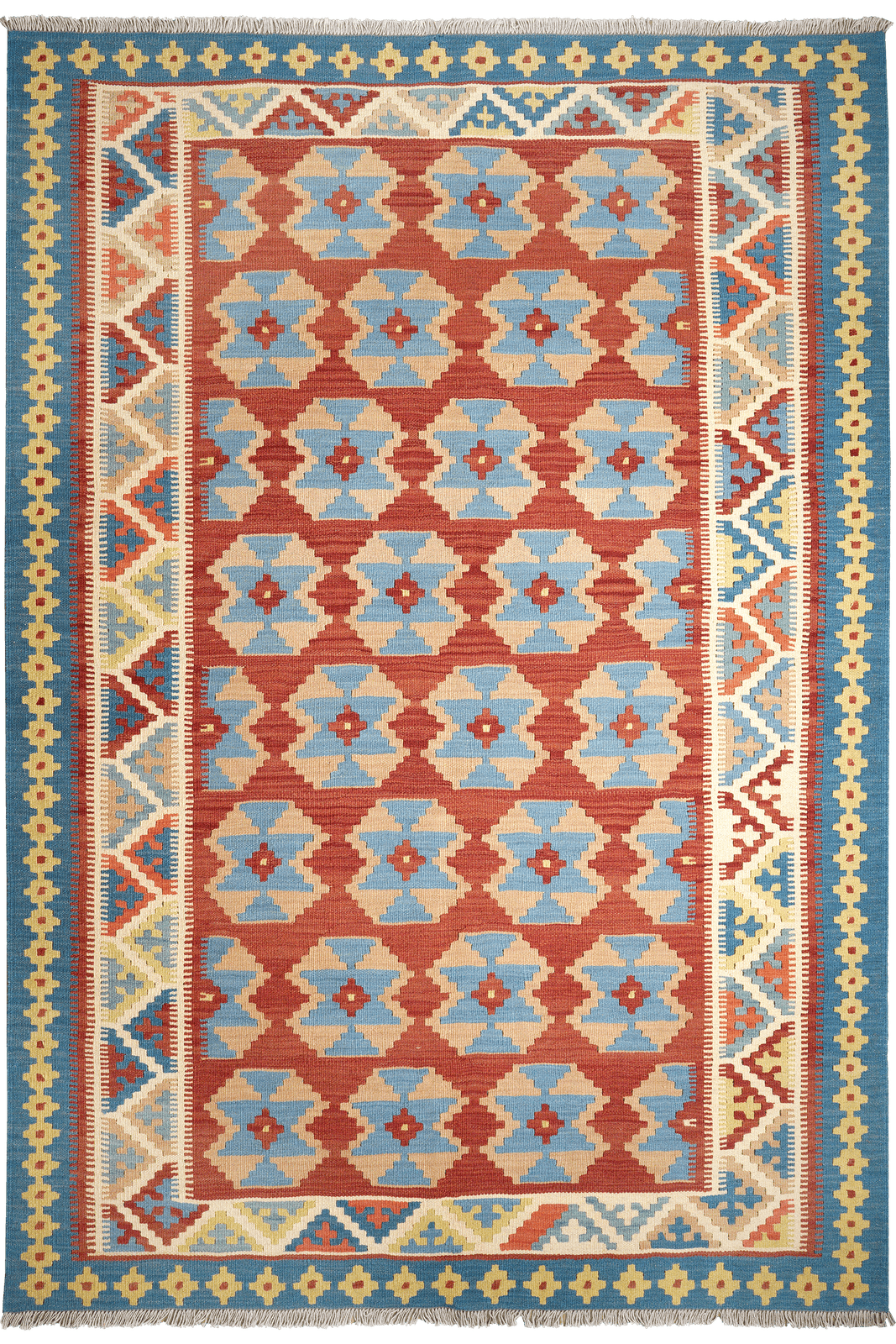 Kelim Gashgai — Handmade, 170x252 cm, Red, 100% Virgin Wool | Main view