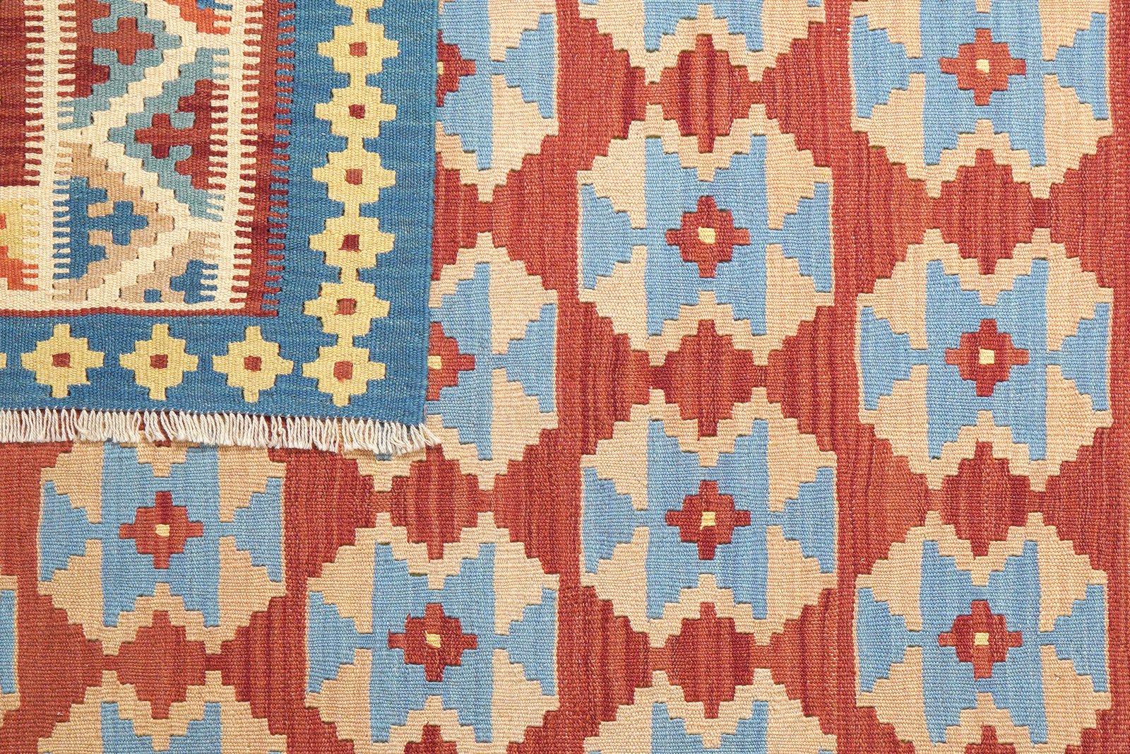 Kelim Gashgai — Handmade, 170x252 cm, Red, 100% Virgin Wool | View 6