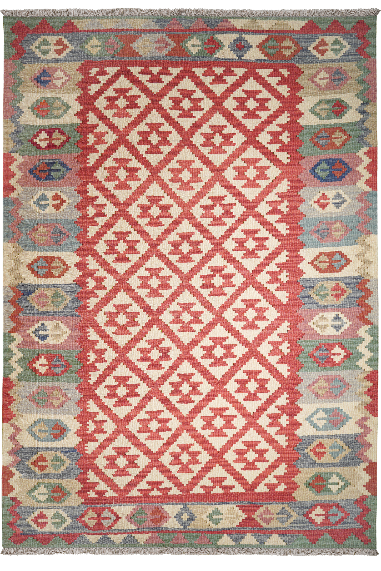 Kelim Gashgai — Handgefertigt, 256x177 cm, Bunt, 100% Virgin Wool | Main view
