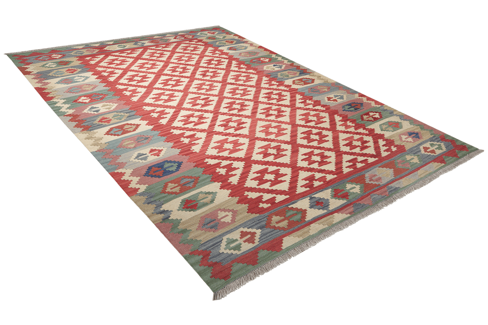 Kelim Gashgai — Handmade, 177x256 cm, Red, 100% Virgin Wool | View 4