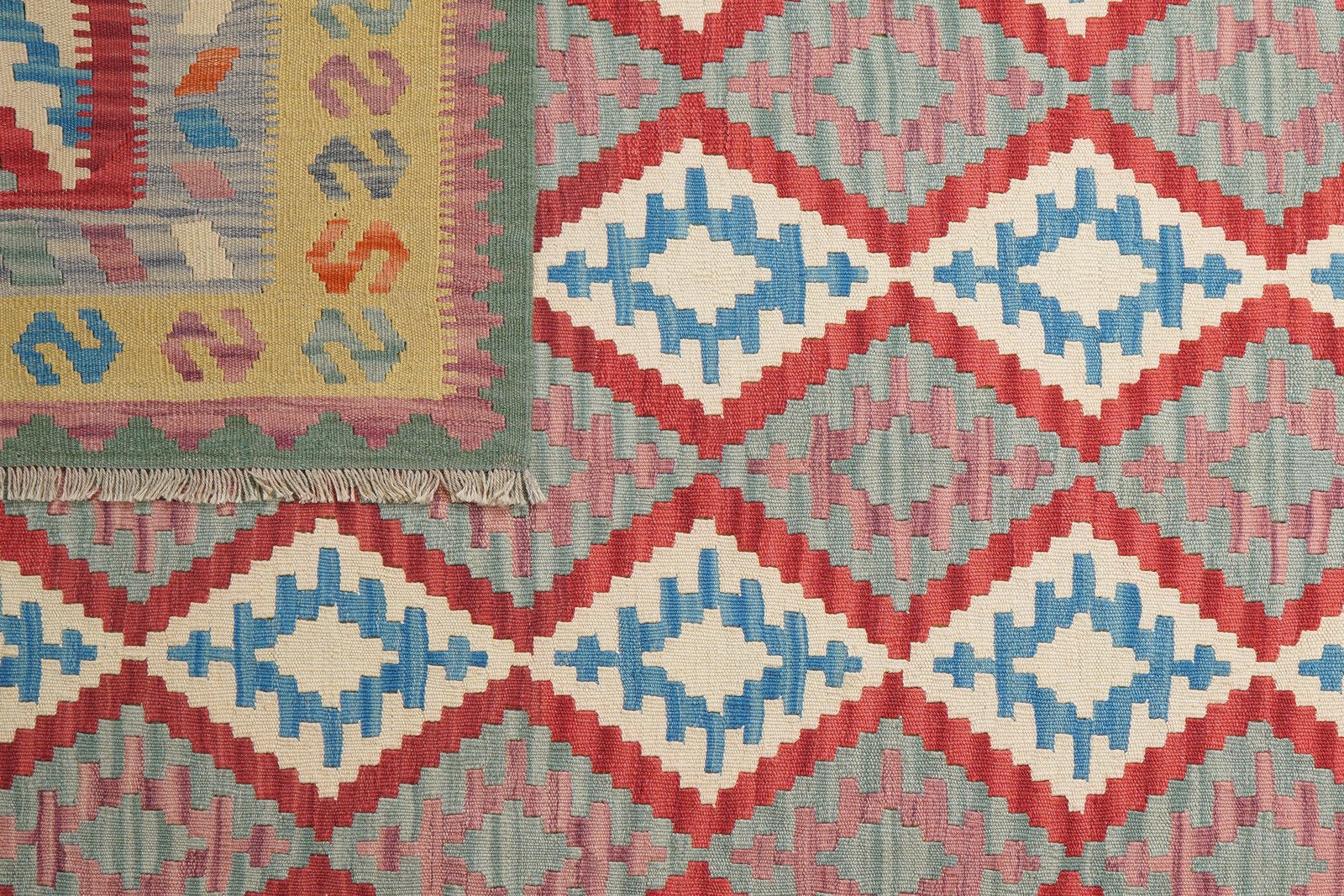 Kelim Gashgai — Handmade, 211x305 cm, Red, 100% Virgin Wool | View 6
