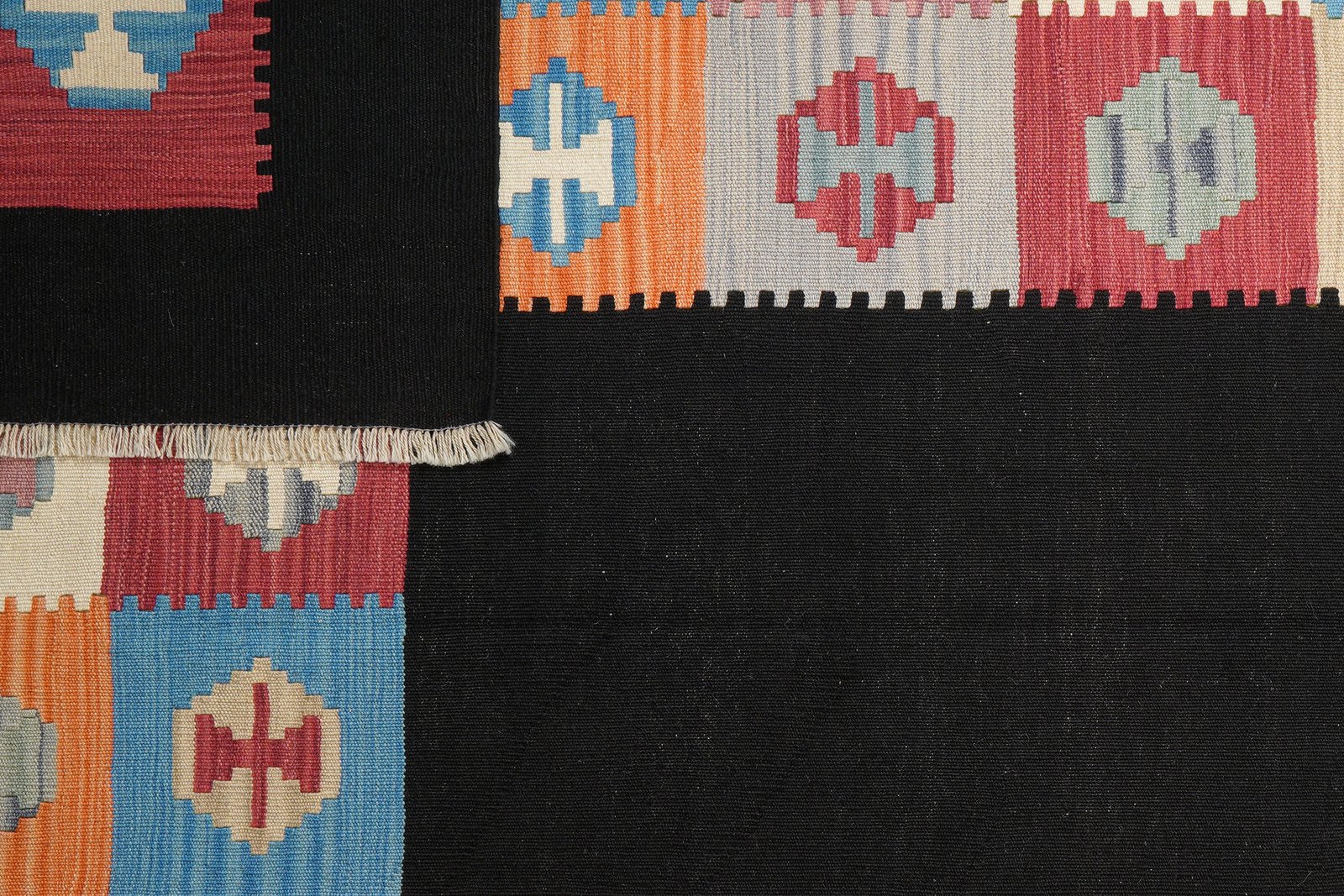 Kelim Gashgai — Handmade, 209x289 cm, Black, 100% Virgin Wool | View 6