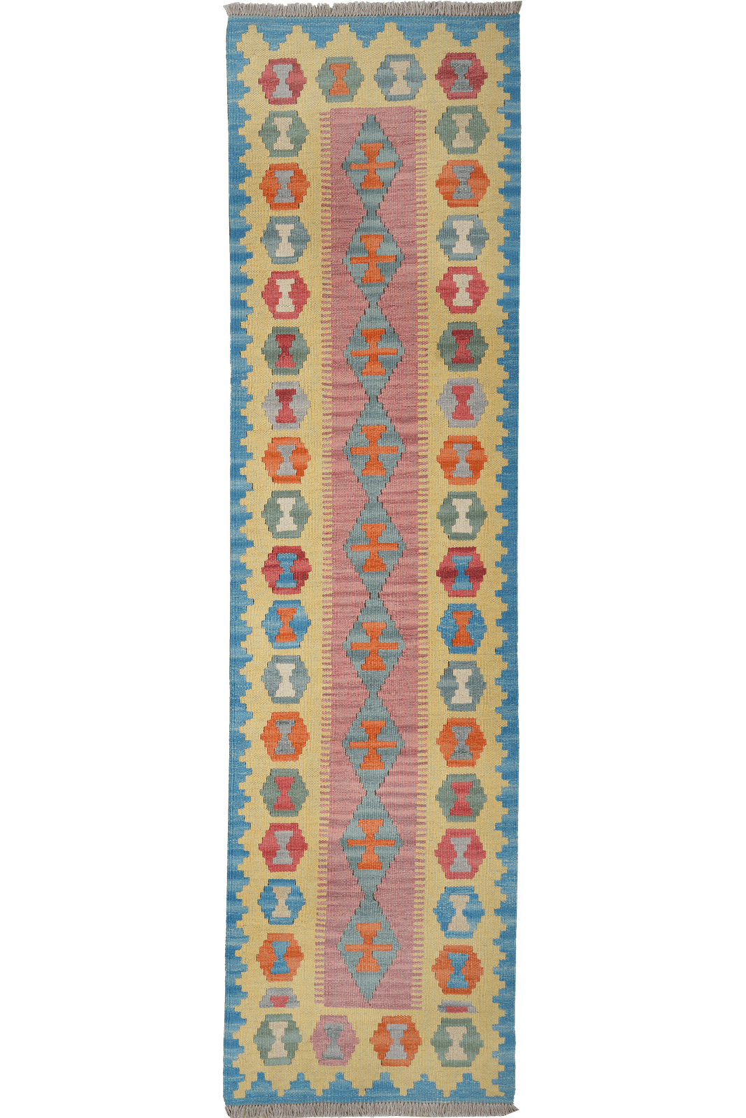 Kelim Gashgai — Handmade, 64x239 cm, Pink, 100% Virgin Wool | Main view