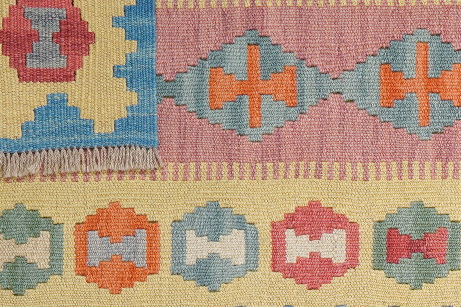 Kelim Gashgai — Handgefertigt, 239x64 cm, Gelb, 100% Virgin Wool | View 7