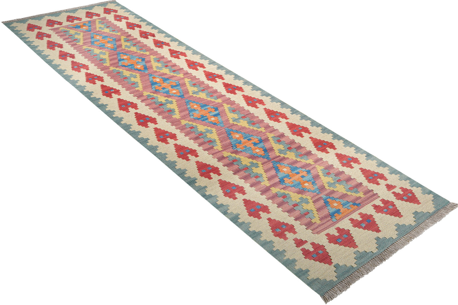 Kelim Gashgai — Handgefertigt, 245x63 cm, Beige, 100% Virgin Wool | View 5