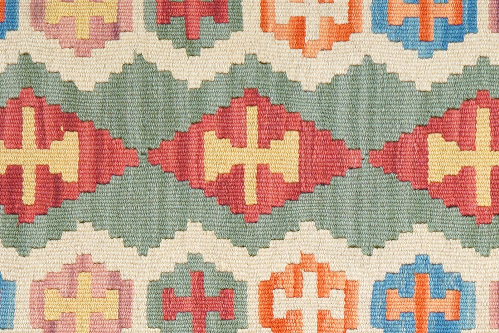 Kelim Gashgai — Handmade, 61x249 cm, Green, 100% Virgin Wool | View 5
