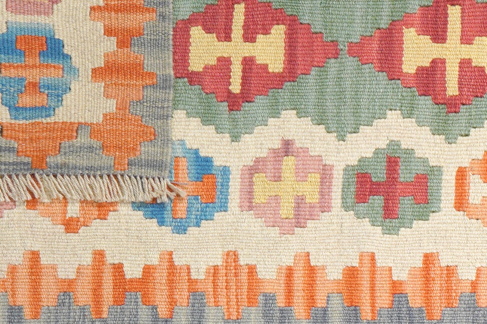 Kelim Gashgai — Handmade, 61x249 cm, Green, 100% Virgin Wool | View 6