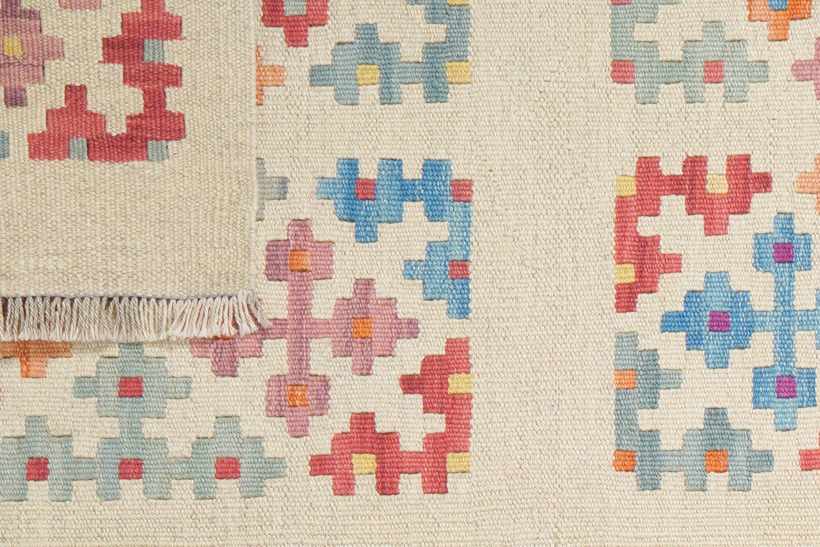 Kelim Gashgai — Handmade, 63x236 cm, Beige, 100% Virgin Wool | View 6