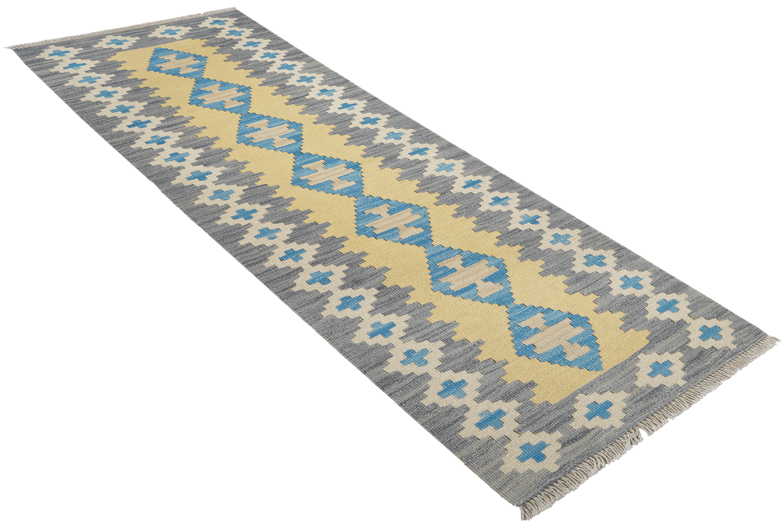 Kelim Gashgai — Handmade, 60x191 cm, Yellow, 100% Virgin Wool | View 4