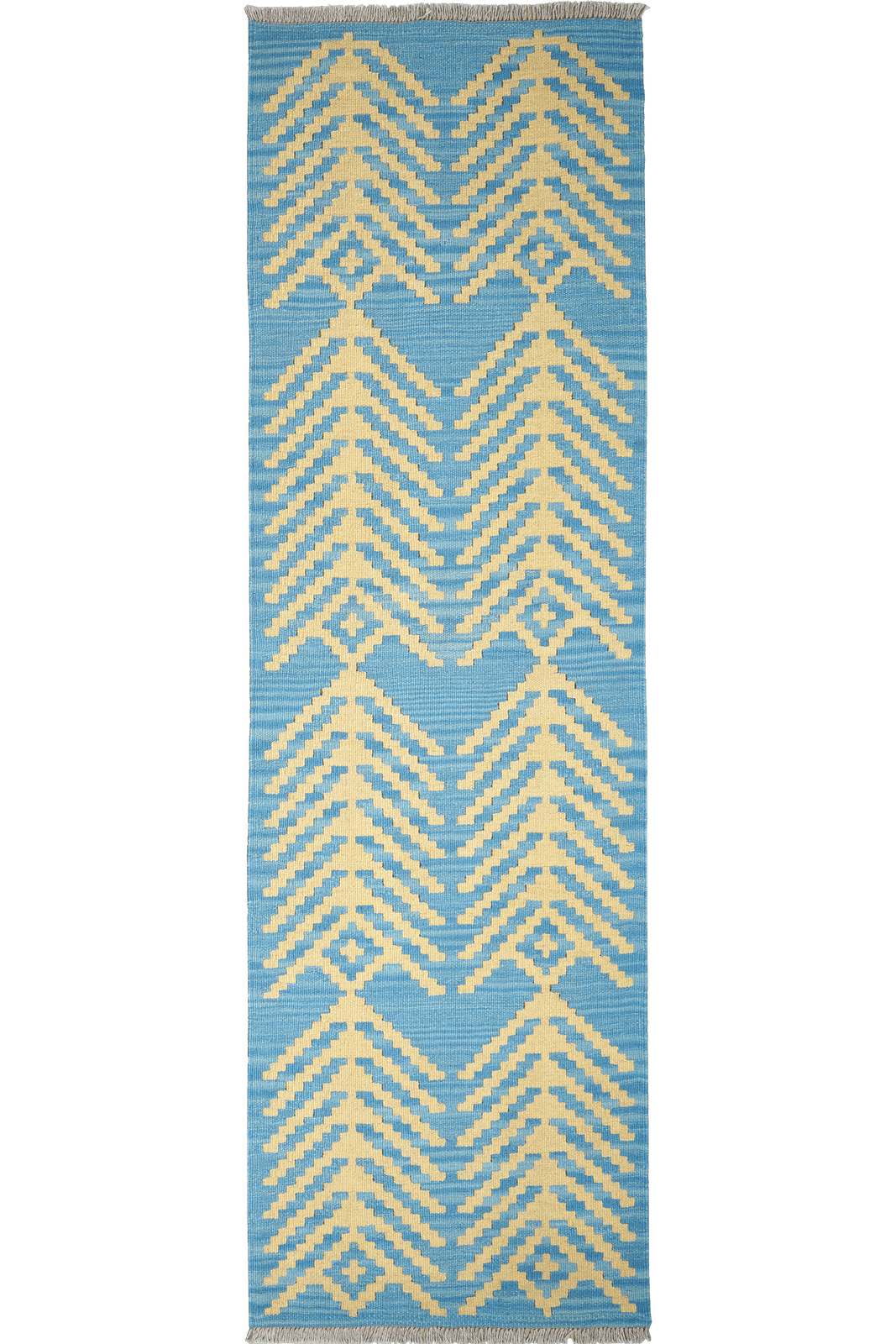 Kelim Gashgai — Handmade, 63x206 cm, Blue, 100% Virgin Wool | Main view