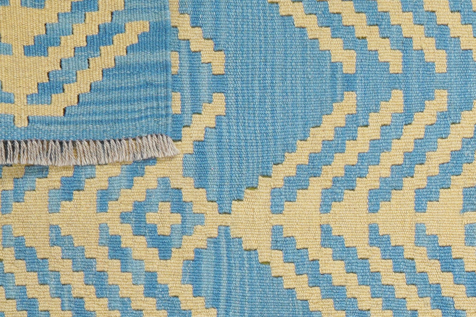Kelim Gashgai — Handmade, 63x206 cm, Blue, 100% Virgin Wool | View 6