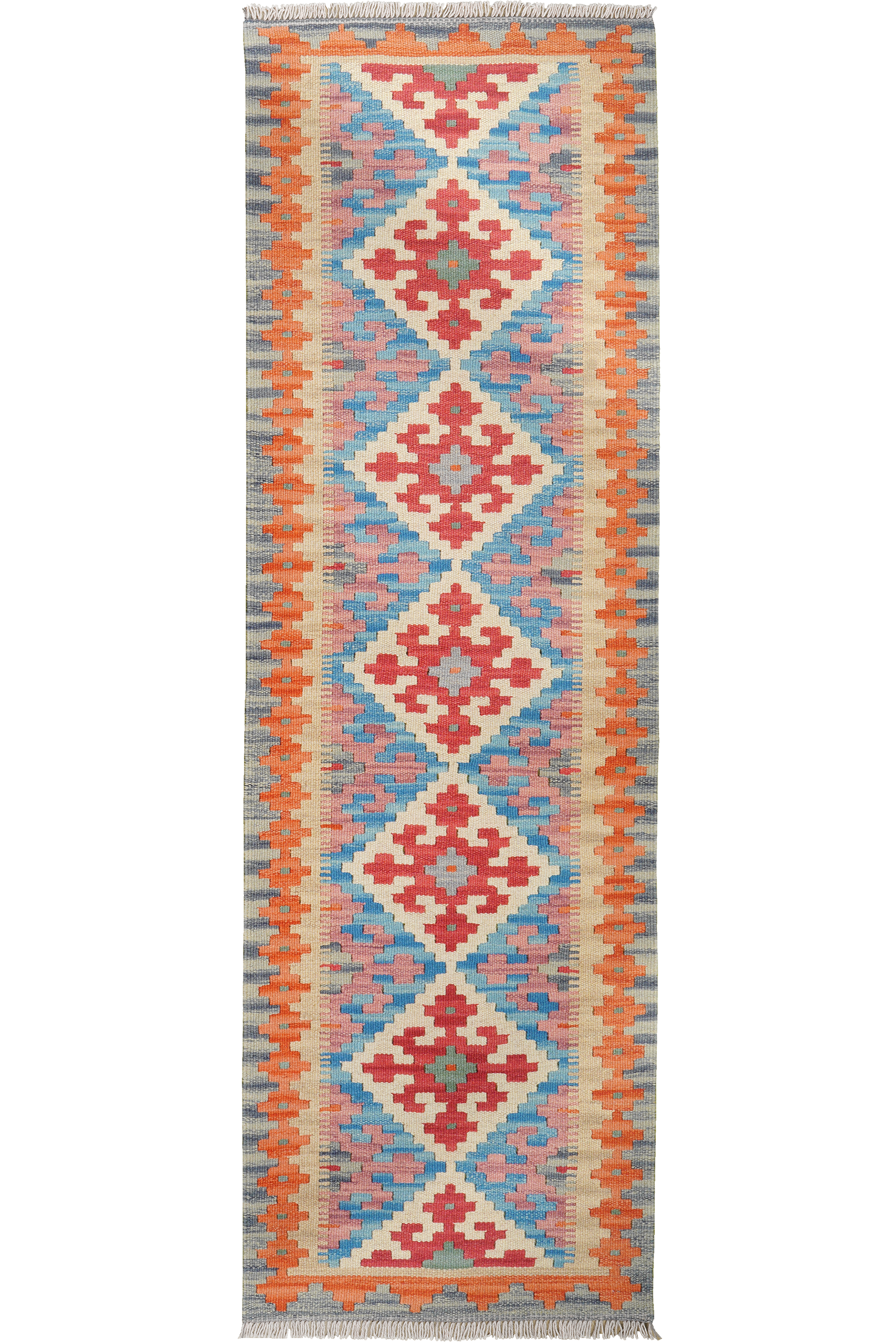 Kelim Gashgai — Handgefertigt, 191x59 cm, Orange, 100% Virgin Wool | Main view