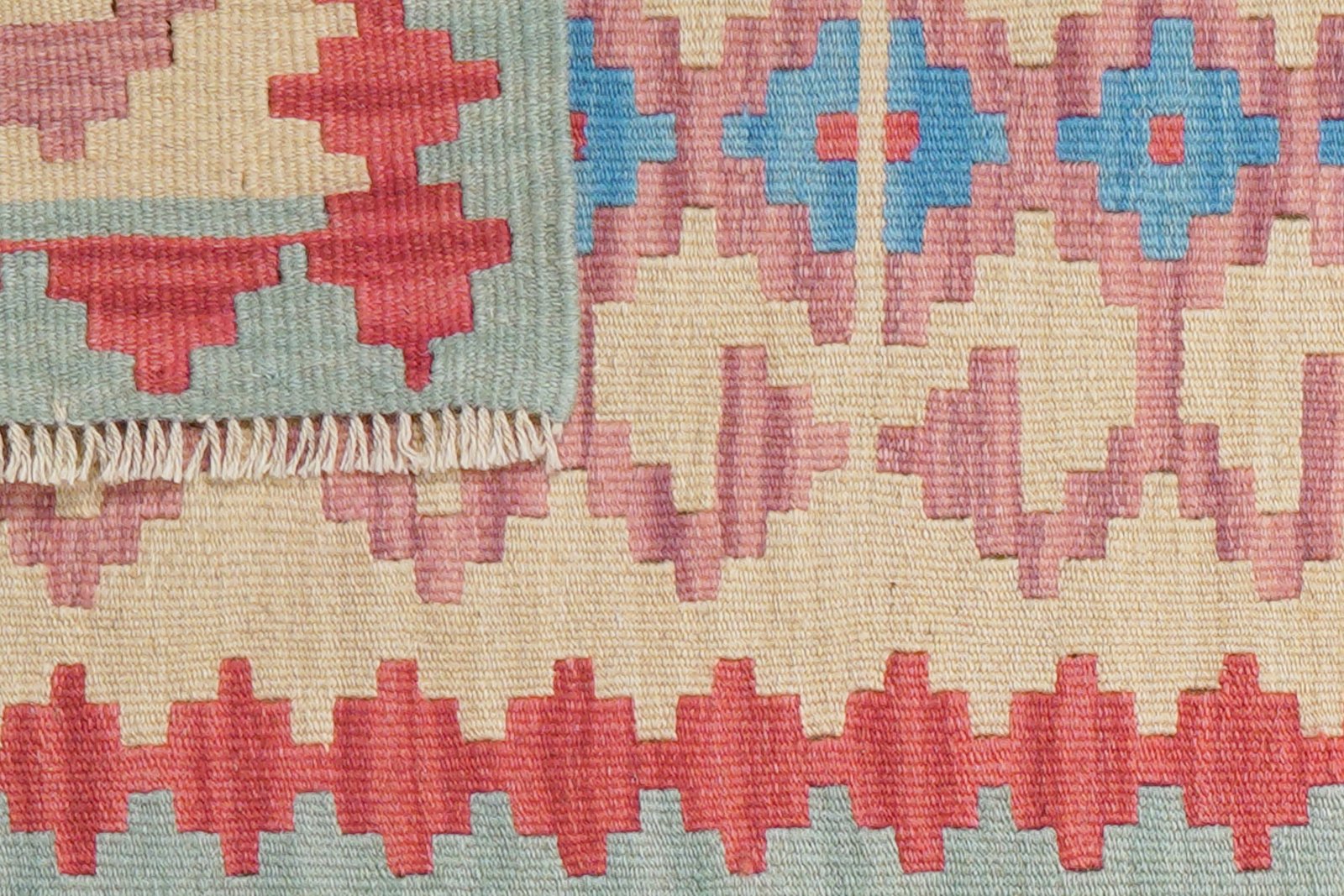 Kelim Gashgai — Handmade, 58x202 cm, Beige, 100% Virgin Wool | View 6