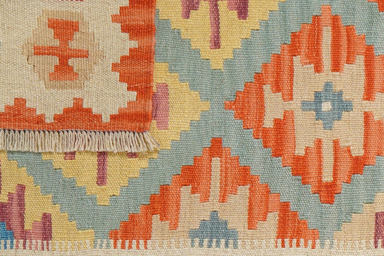 Kelim Gashgai — Handmade, 83x200 cm, Green, 100% Virgin Wool | View 6
