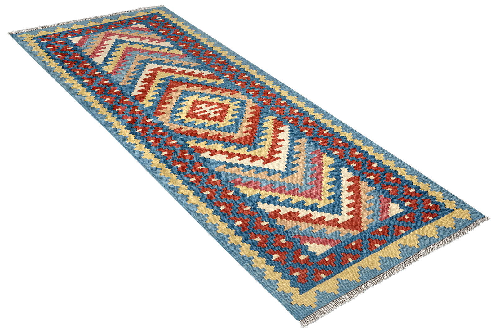Kelim Gashgai — Handmade, 83x192 cm, Blue, 100% Virgin Wool | View 4