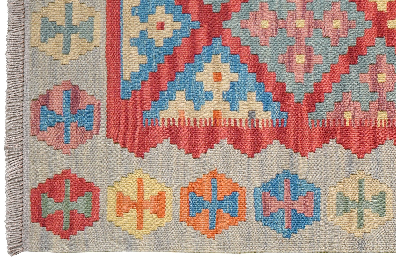 Kelim Gashgai — Handmade, 84x200 cm, Red, 100% Virgin Wool | View 3