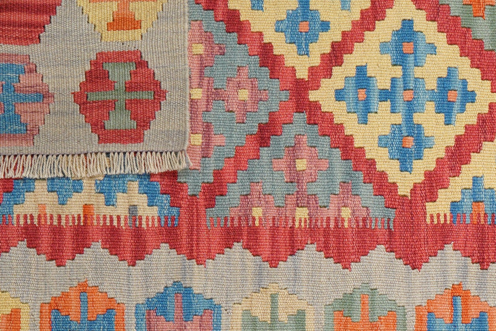 Kelim Gashgai — Handmade, 84x200 cm, Red, 100% Virgin Wool | View 6