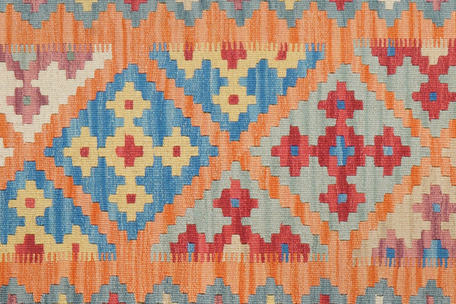 Kelim Gashgai — Handmade, 83x199 cm, Orange, 100% Virgin Wool | View 5