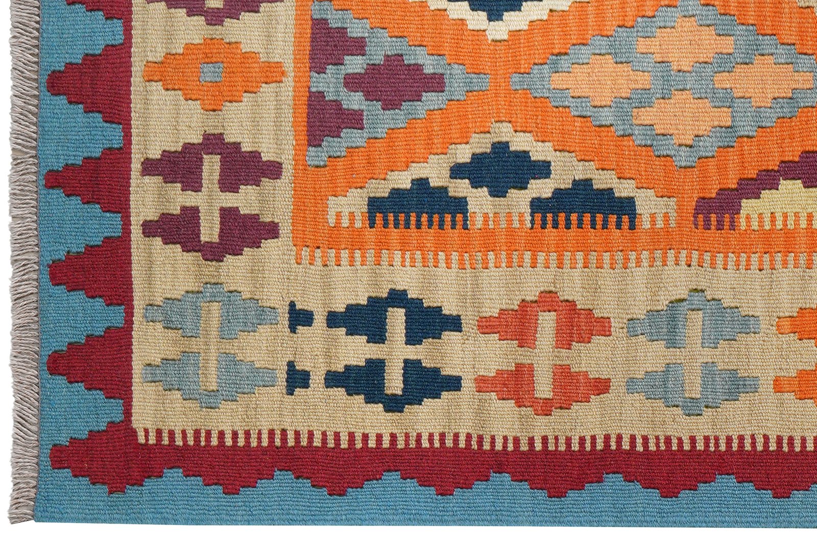 Kelim Gashgai — Handmade, 82x198 cm, Orange, 100% Virgin Wool | View 3