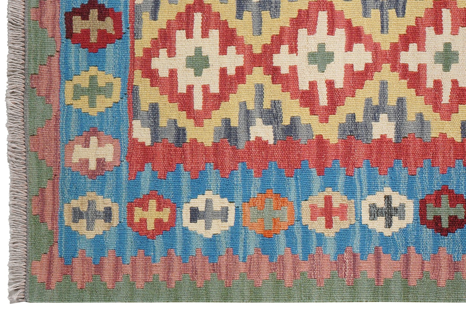 Kelim Gashgai — Handmade, 87x197 cm, Red, 100% Virgin Wool | View 3