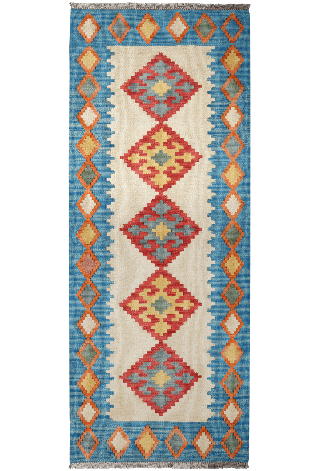 Kelim Gashgai — Handmade, 79x200 cm, Beige, 100% Virgin Wool | Main view