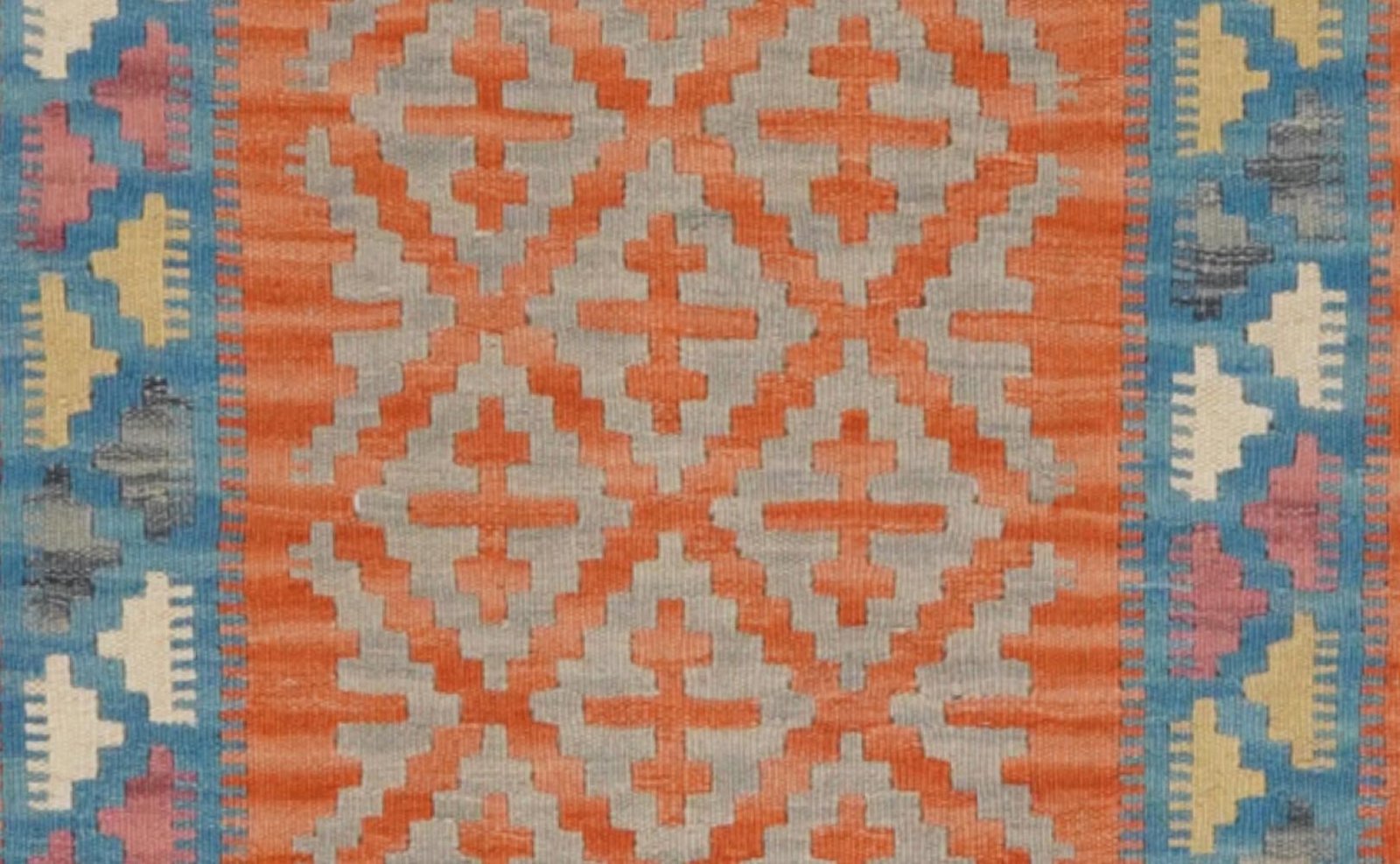 Kelim Gashgai — Handmade, 86x418 cm, Orange, 100% Virgin Wool | View 4