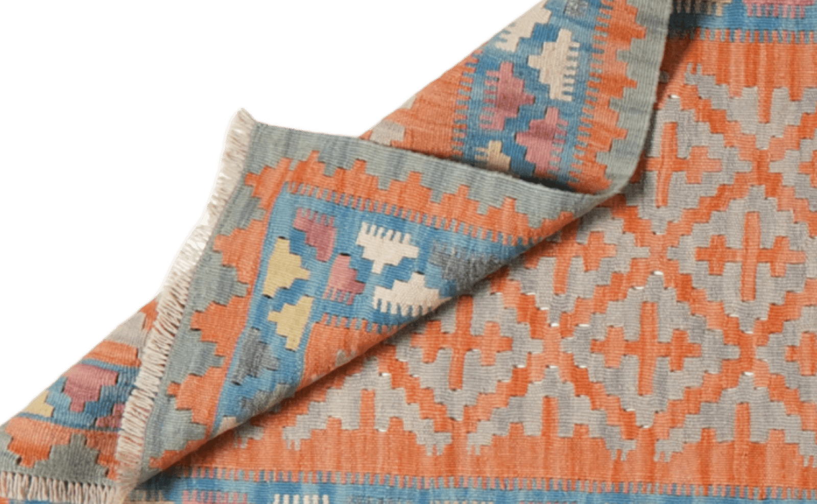 Kelim Gashgai — Handmade, 86x418 cm, Orange, 100% Virgin Wool | View 5