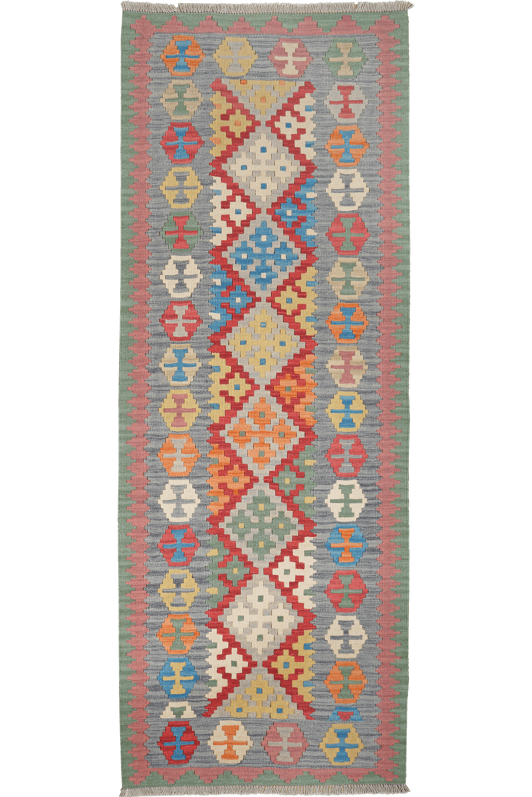 Kelim Gashgai — Handmade, 87x241 cm, Red, 100% Virgin Wool | Main view