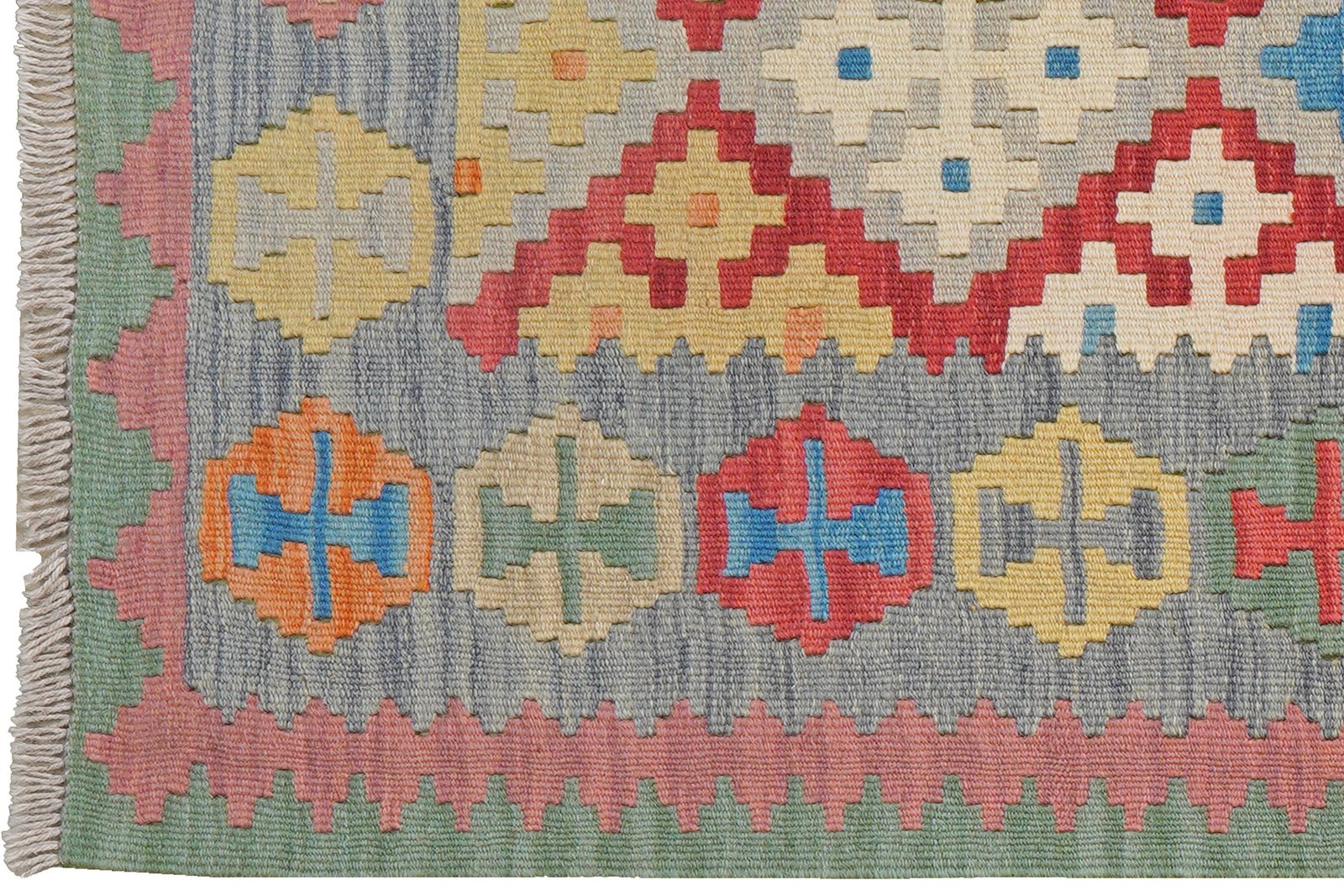 Kelim Gashgai — Handmade, 87x241 cm, Red, 100% Virgin Wool | View 3