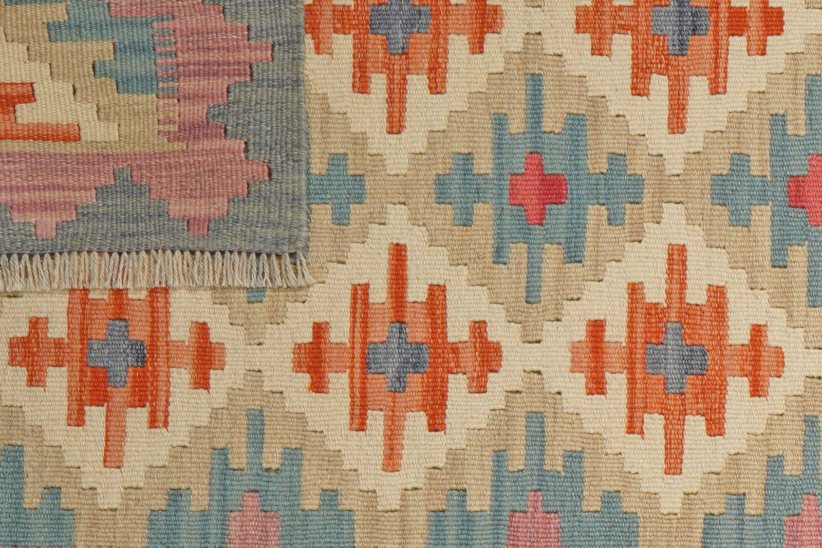 Kelim Gashgai — Handmade, 83x250 cm, Beige, 100% Virgin Wool | View 6