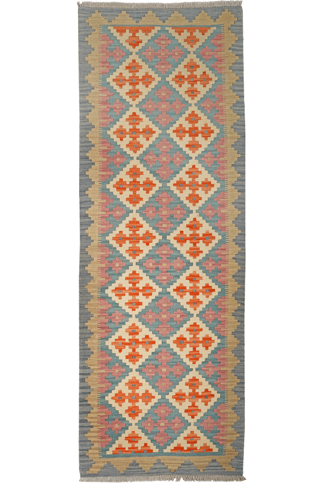 Kelim Gashgai — Handmade, 85x239 cm, Beige, 100% Virgin Wool | Main view