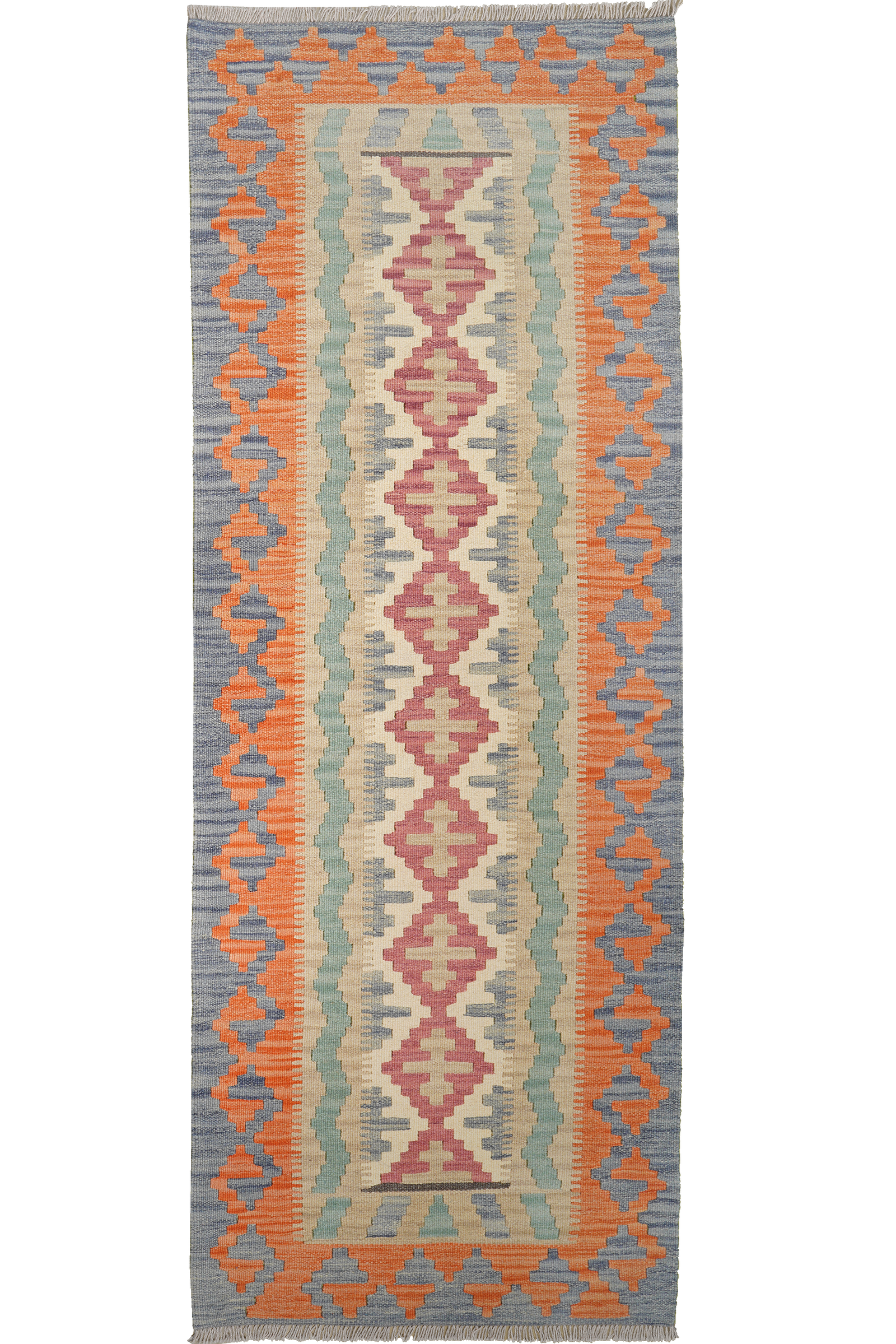 Kelim Gashgai — Handgefertigt, 243x87 cm, Rot, 100% Virgin Wool | Main view