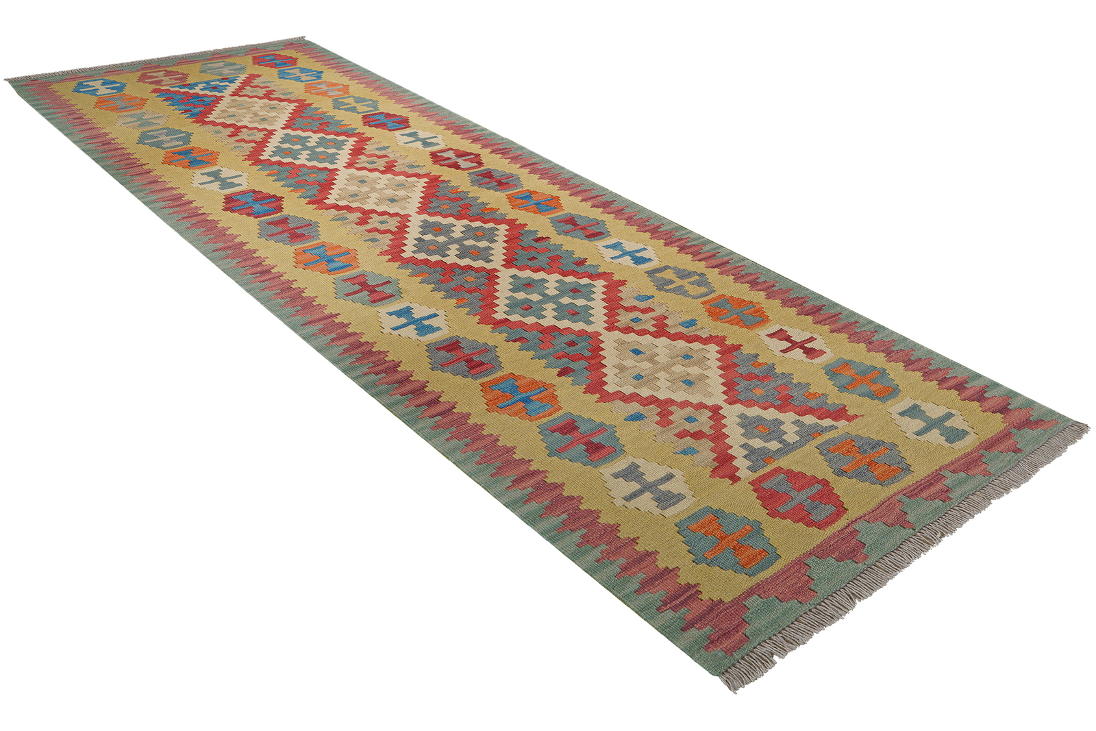 Kelim Gashgai — Handgefertigt, 241x85 cm, Gelb, 100% Virgin Wool | View 5