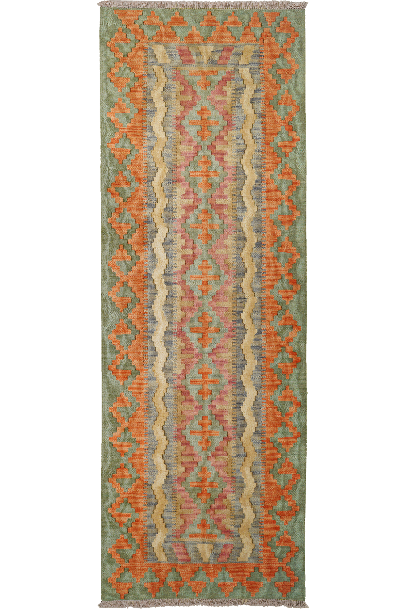 Kelim Gashgai — Handgefertigt, 246x85 cm, Rot, 100% Virgin Wool | Main view
